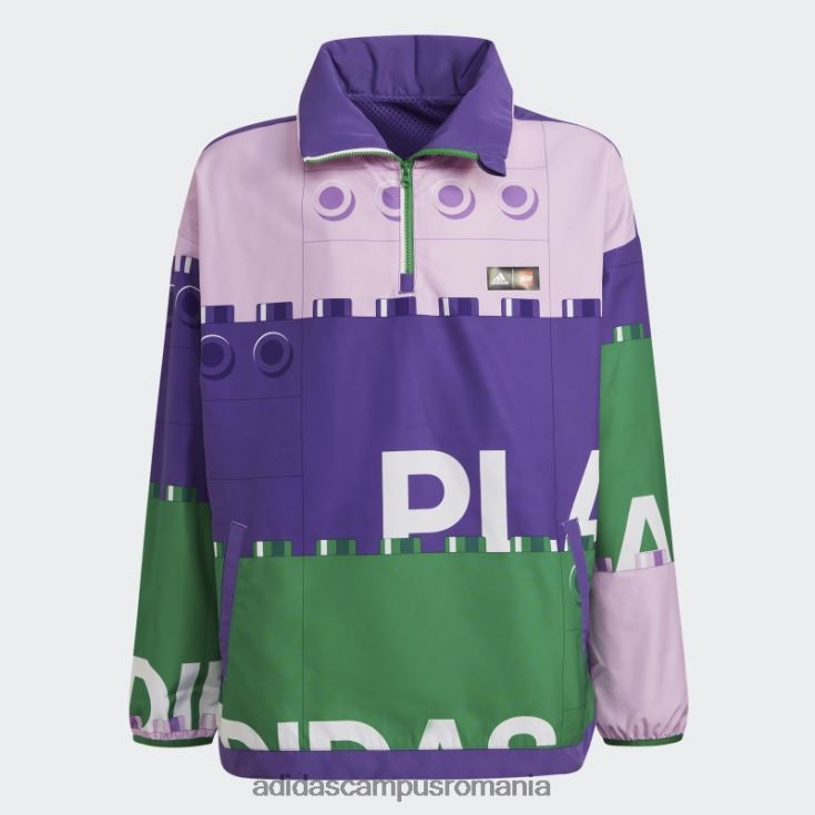adidas campus romania sharp purple hot x classic lego jacket de vânt cu jumătate de fermoar unisex mov ascuțit/verde/alb J266N212036