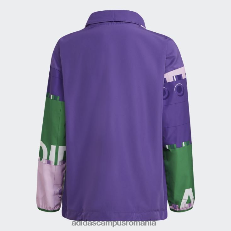 adidas campus romania x jachetă de vânt cu jumătate de fermoar clasic lego, mov ascuțit unisex mov ascuțit/verde/alb J266N225322