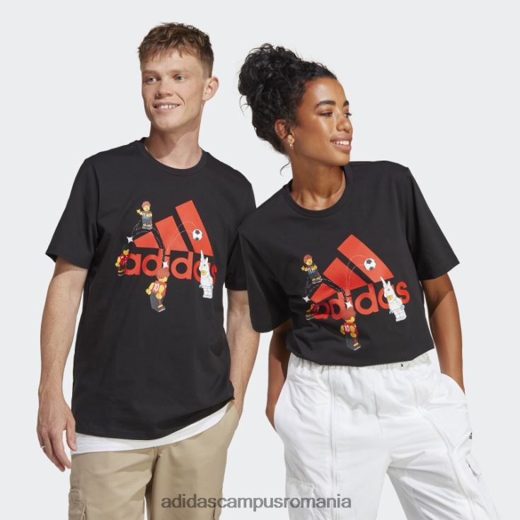 adidas campus romania x lego fotbal insignă de sport grafic tricou negru fierbinte unisex negru J266N220433