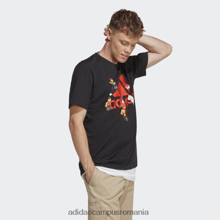 adidas campus romania x lego fotbal insignă de sport grafic tricou negru fierbinte unisex negru J266N220433