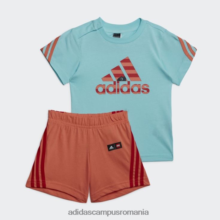 adidas campus romania x set clasic de tricou și pantaloni lego aqua fierbinte unisex acva/coral J266N218709