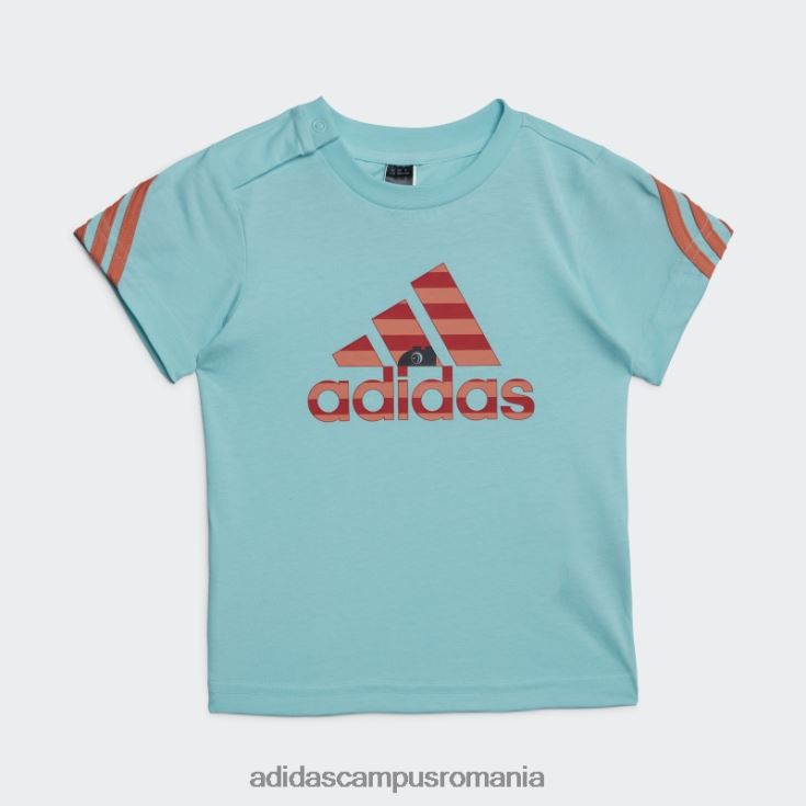 adidas campus romania x set clasic de tricou și pantaloni lego aqua fierbinte unisex acva/coral J266N218709