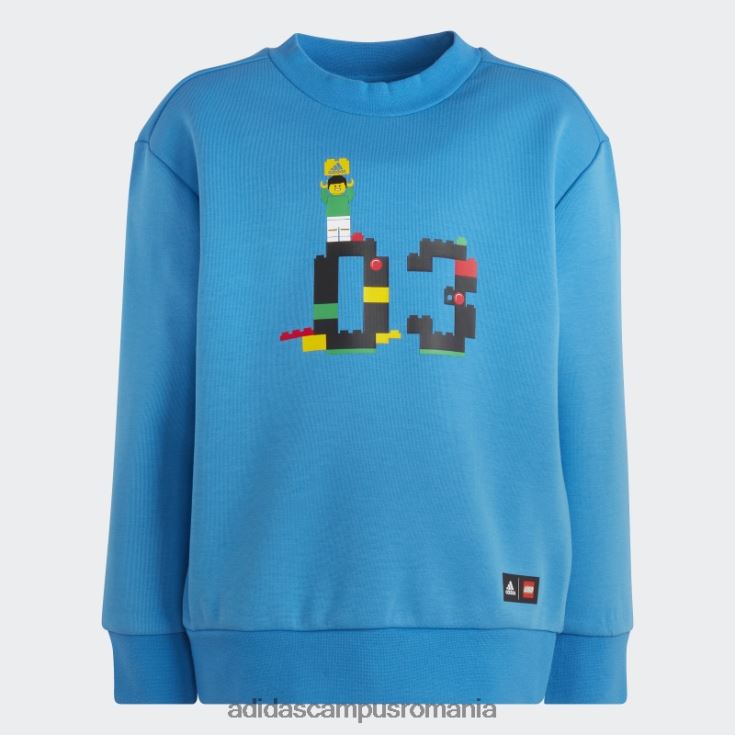 adidas campus romania x set de hanorac și pantaloni clasic lego pentru echipaj, la modă albastră unisex albastru verde J266N218372
