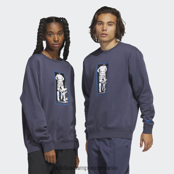 adidas campus romania hanorac shmoofoil cu grafică bleumarin cu decolteu unisex bleumarin/multicolor J266N25741