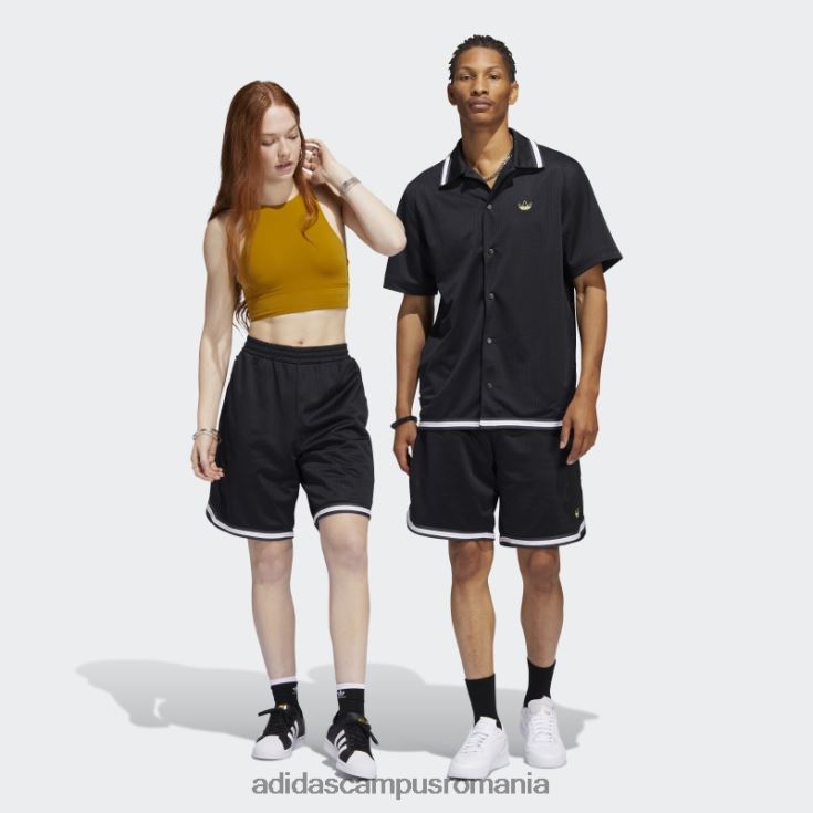 adidas campus romania pantaloni scurți de baschet tyshawn (neutru de gen) negri unisex negru/alb/aur mat J266N27063