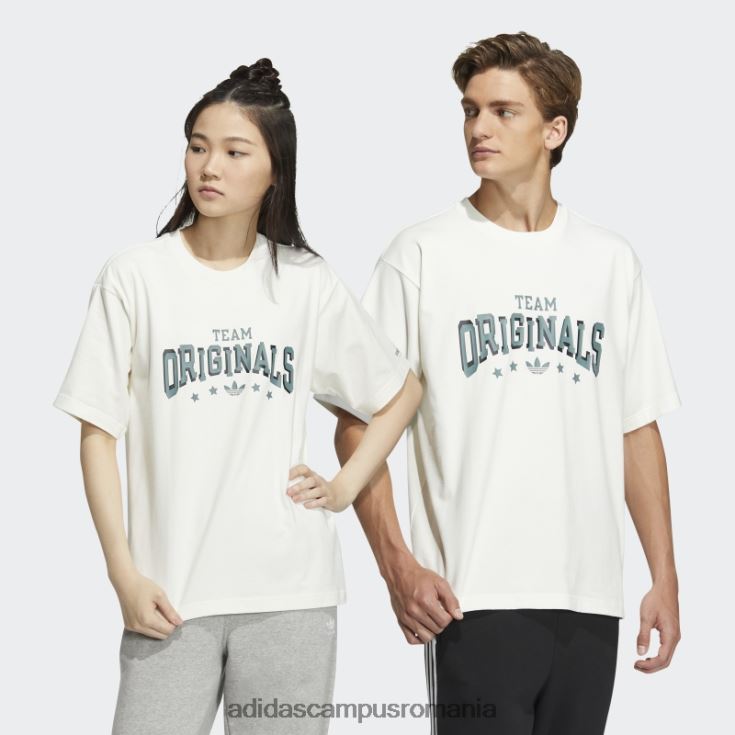 adidas campus romania tricou cu slogan colegial modern alb unisex alb J266N23703