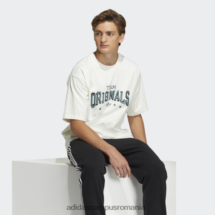 adidas campus romania tricou cu slogan colegial modern alb unisex alb J266N23703