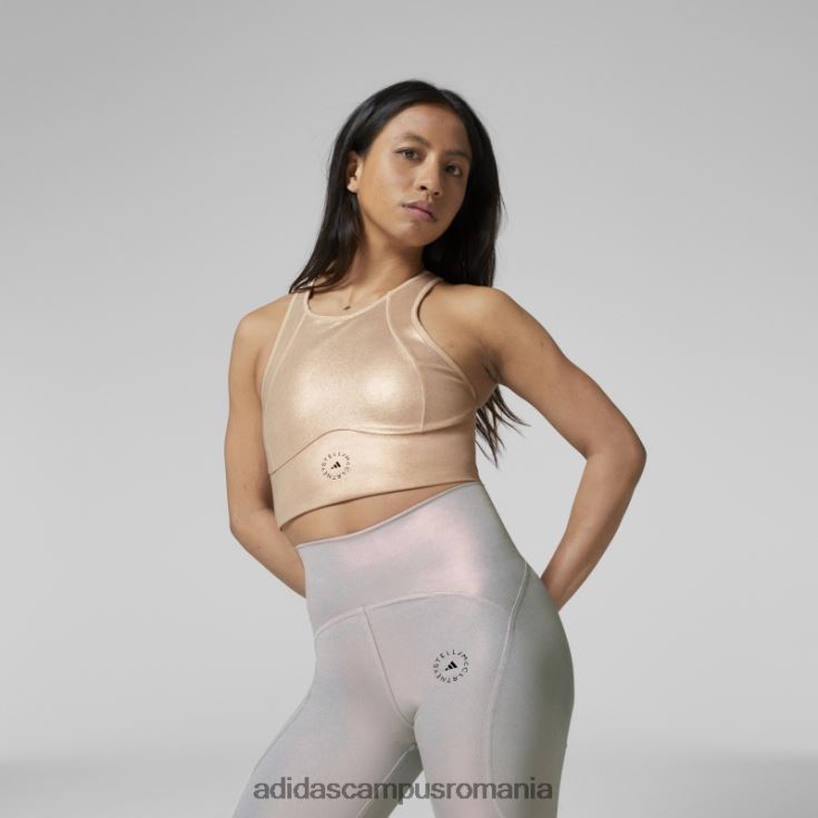 adidas campus romania de stella mccartney crop top de antrenament lucios cupru metalic moda unisex cupru metalic/pulbere moale J266N22283