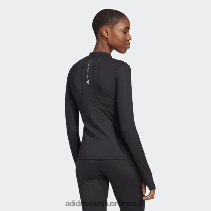 adidas campus romania de stella mccartney top cu mânecă lungă cu mânecă lungă, negru fierbinte unisex alb negru J266N216744