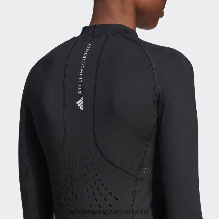 adidas campus romania de stella mccartney top cu mânecă lungă cu mânecă lungă, negru fierbinte unisex alb negru J266N216744