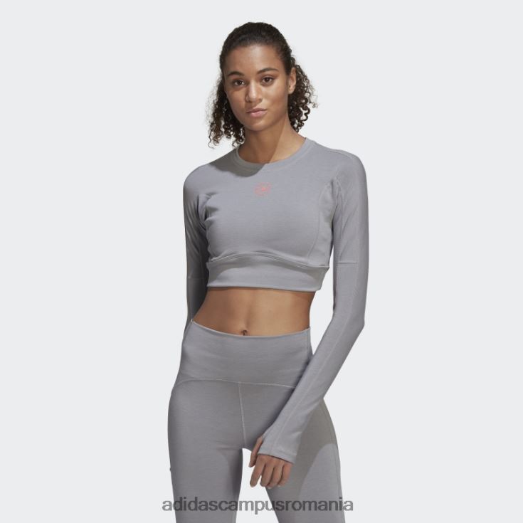 adidas campus romania de stella mccartney truestrength trunchiat cu mânecă lungă hot light onix unisex onix lumina J266N22533