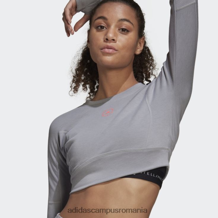 adidas campus romania de stella mccartney truestrength trunchiat cu mânecă lungă hot light onix unisex onix lumina J266N22533