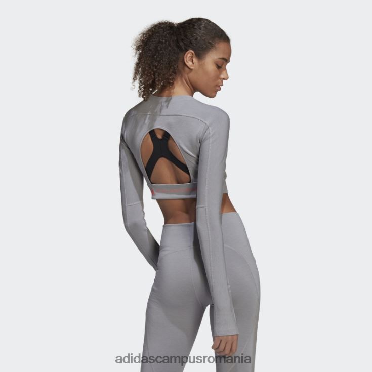 adidas campus romania de stella mccartney truestrength trunchiat cu mânecă lungă hot light onix unisex onix lumina J266N22533