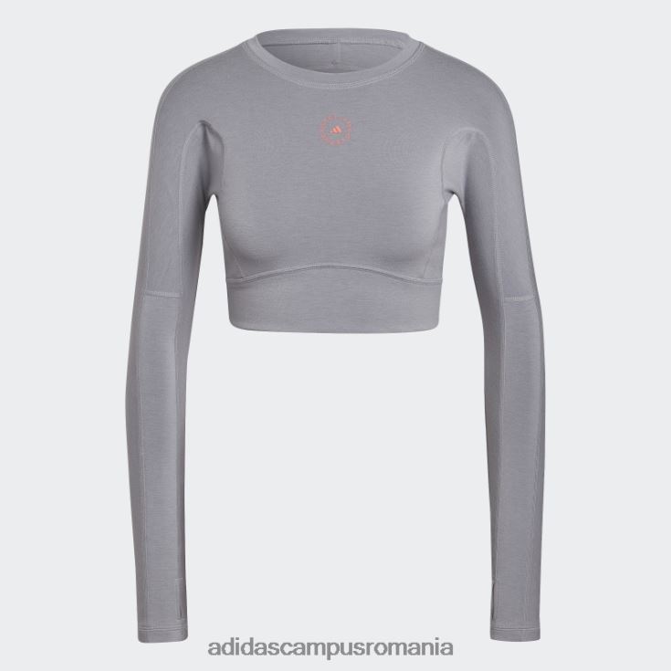 adidas campus romania de stella mccartney truestrength trunchiat cu mânecă lungă hot light onix unisex onix lumina J266N22533