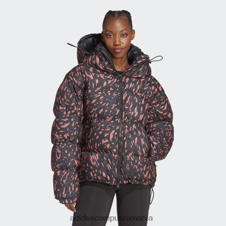 adidas campus romania earth by stella mccartney jachetă de iarnă căptușită de lungime mijlocie imprimată unisex pământ/negru J266N217086
