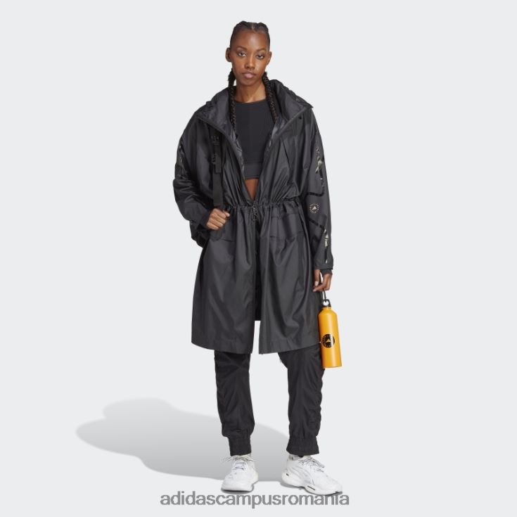 adidas campus romania fashion black by stella mccartney truecasuals parka lungă ușoară unisex pudră neagră/ moale J266N216706