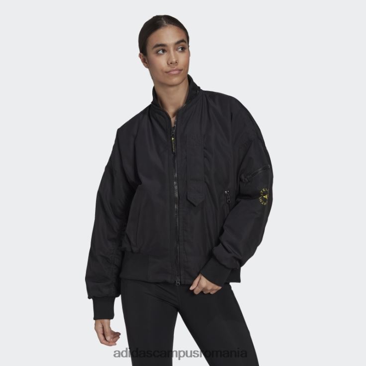 adidas campus romania jachetă bomber împletită neagră by stella mccartney unisex negru/galben șoc J266N210174