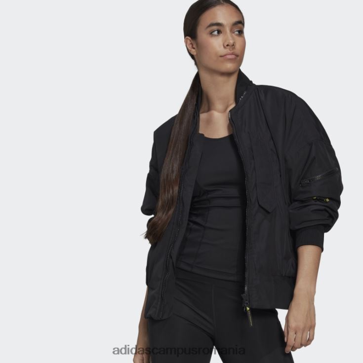adidas campus romania jachetă bomber împletită neagră by stella mccartney unisex negru/galben șoc J266N210174