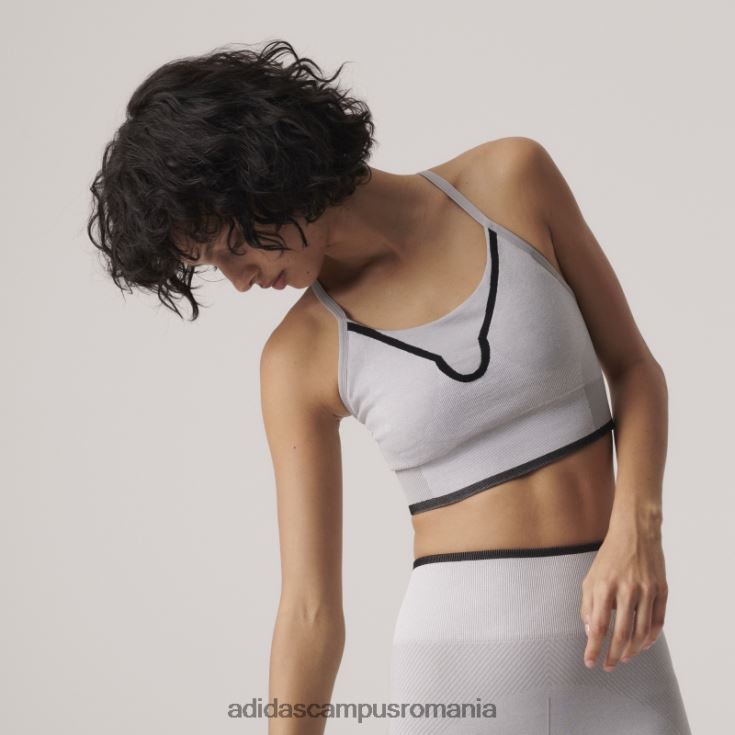 adidas campus romania mgh solid gri by stella mccartney sutien sport cu suport mediu unisex mgh solid gri/alb/negru J266N210158