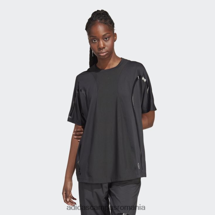 adidas campus romania negru de stella mccartney truepace alergând modă tricou largi unisex negru J266N216563