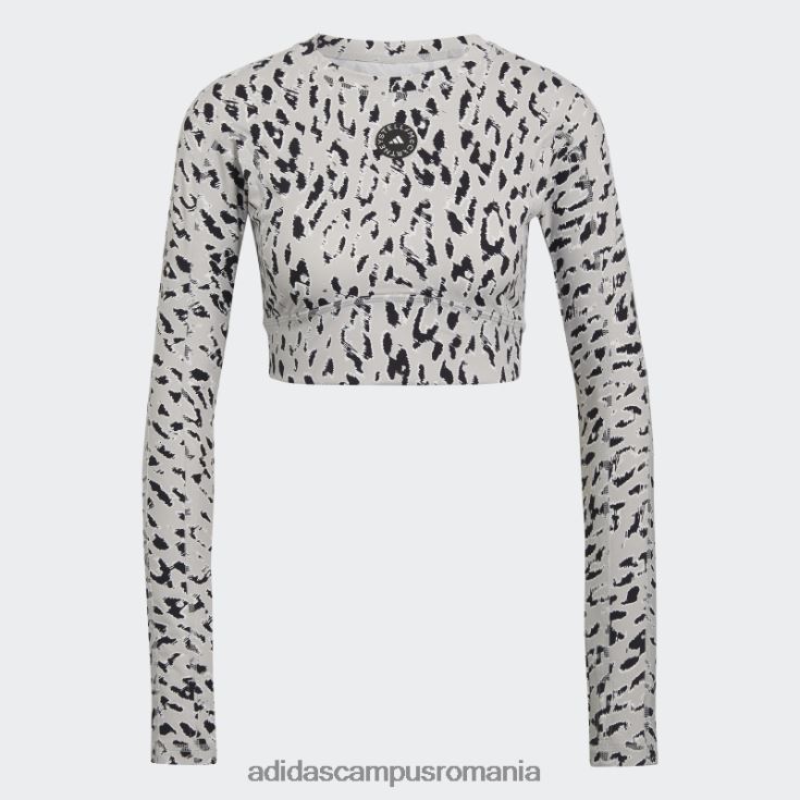 adidas campus romania top decupat cu mânecă lungă truestrength fashion gri de stella mccartney unisex gri/alb/negru J266N22546