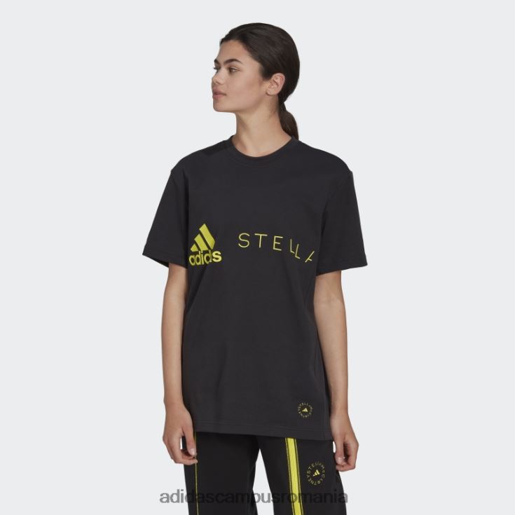 adidas campus romania tricou cu logo by stella mccartney negru fierbinte unisex negru/galben șoc J266N210054