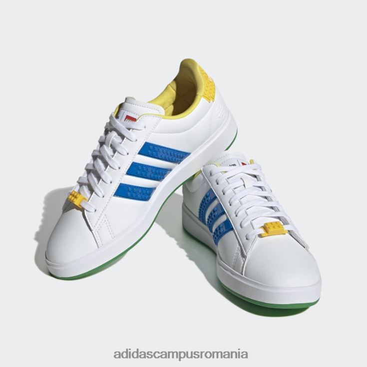 adidas campus romania pantofi white hot grand court x lego 2.0 unisex alb/albastru șoc/galben J266N24049