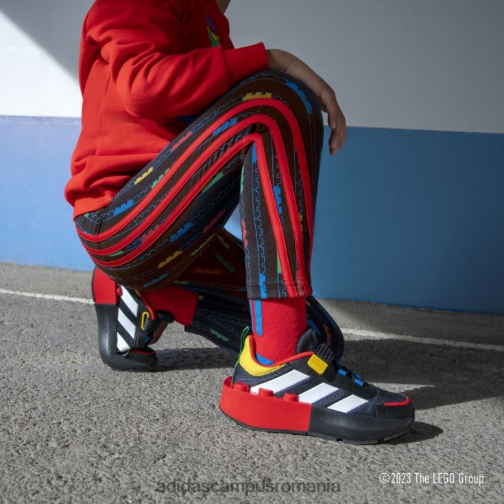 adidas campus romania x lego tech rnr pantofi cu dantela elastica si cu bretele superioare negri unisex negru/alb/rosu J266N23509