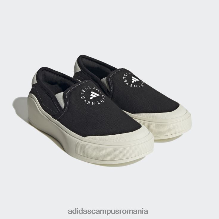 adidas campus romania by stella mccartney court pantofi slip-on black hot unisex alb negru J266N212631