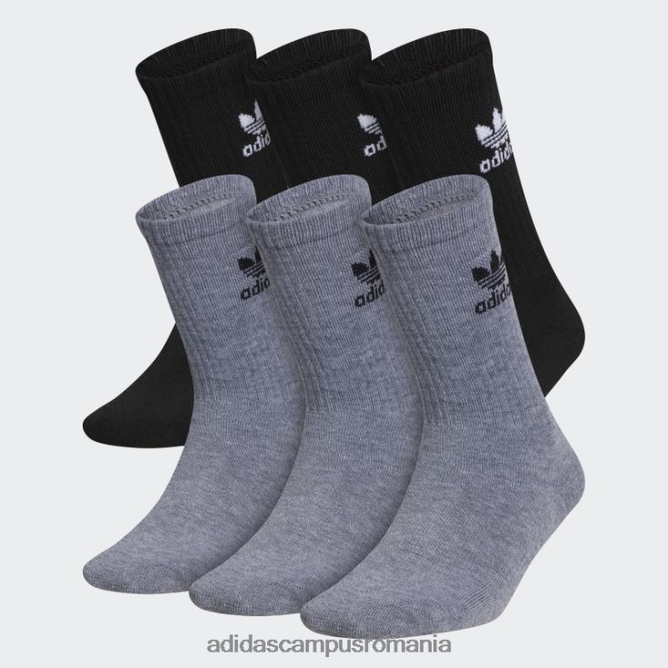 adidas campus romania șosete gri trefoil crew 6 perechi copii gri J266N225648