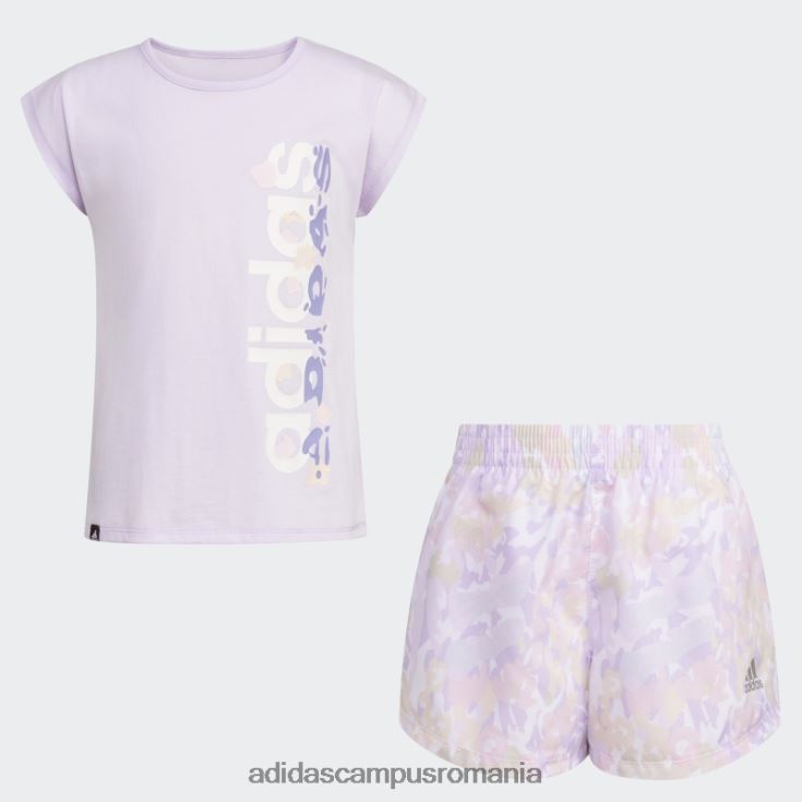 adidas campus romania purple tint mel tee wvn aop set scurt copii tentă violet mel J266N225481