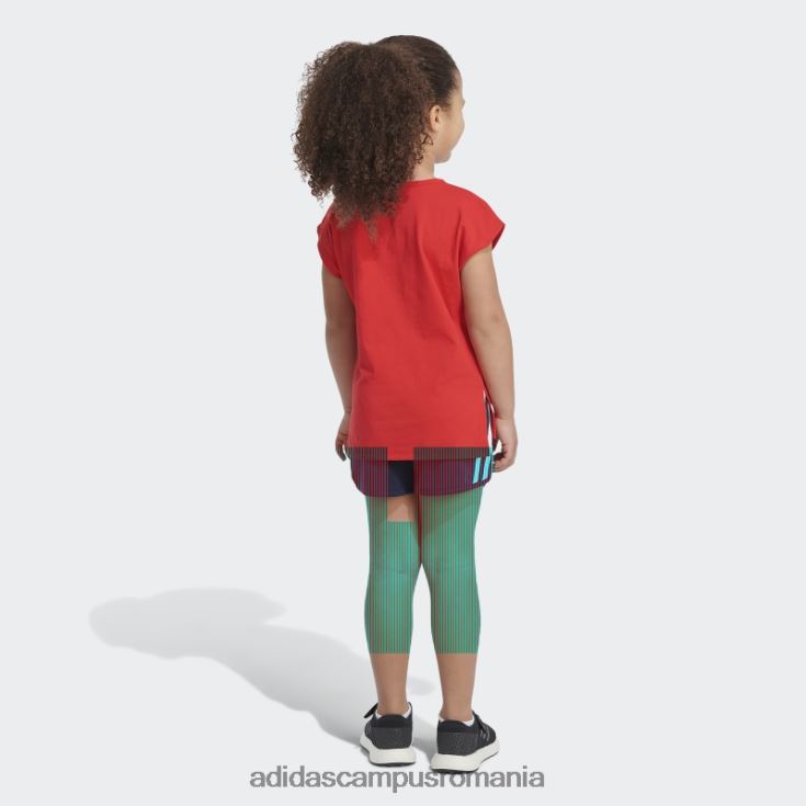 adidas campus romania set de tricou și pantaloni scurți grafic roșu copii roșu J266N225462