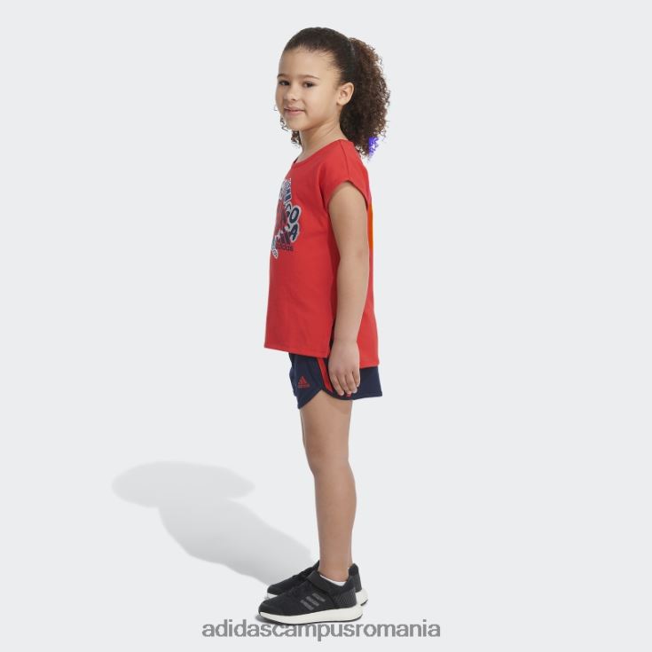 adidas campus romania set de tricou și pantaloni scurți grafic roșu copii roșu J266N225462