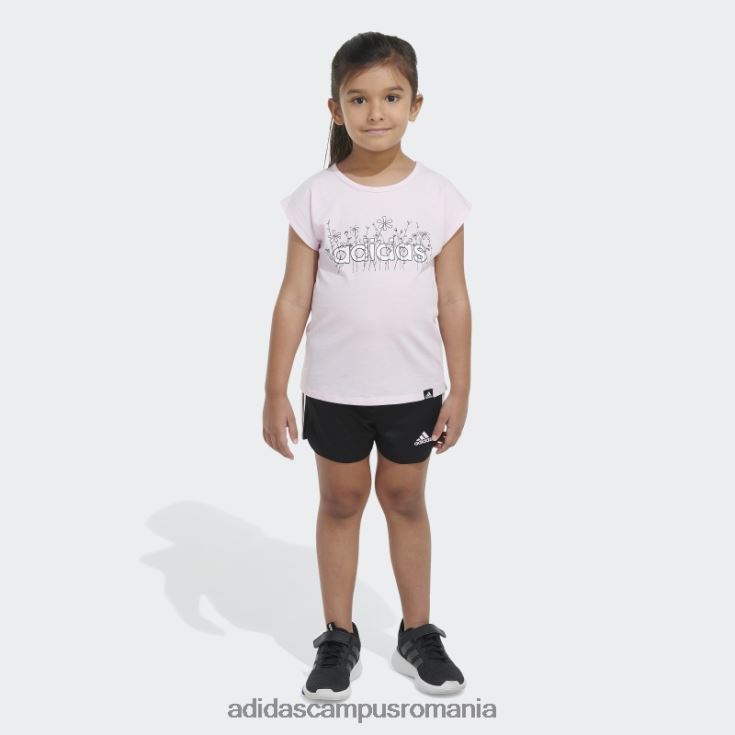 adidas campus romania set scurt tricou grafic roz copii roz J266N225487