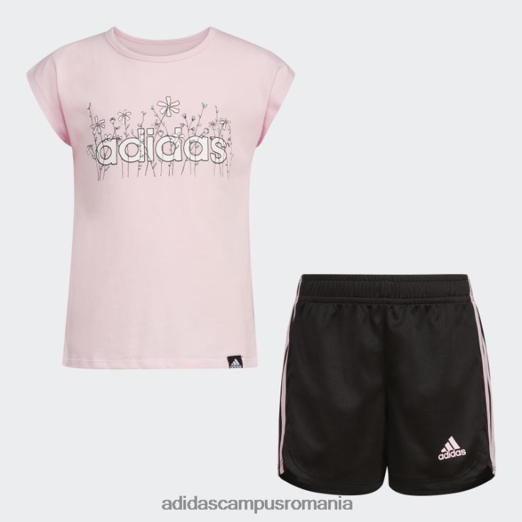 adidas campus romania set scurt tricou grafic roz copii roz J266N225487