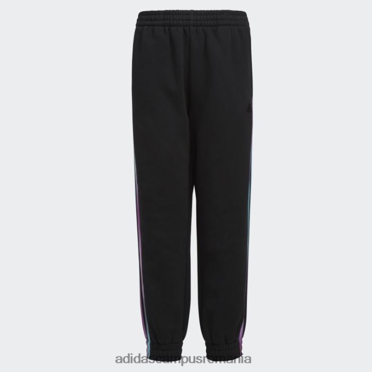 adidas campus romania Pantaloni de jogger din fleece cu dungi cu imprimeu negru copii negru J266N225549