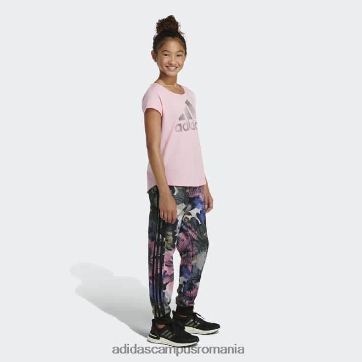 adidas campus romania Pantaloni de jogging din tricot cu 3 dungi cu imprimeu peste tot, negri copii negru J266N225555
