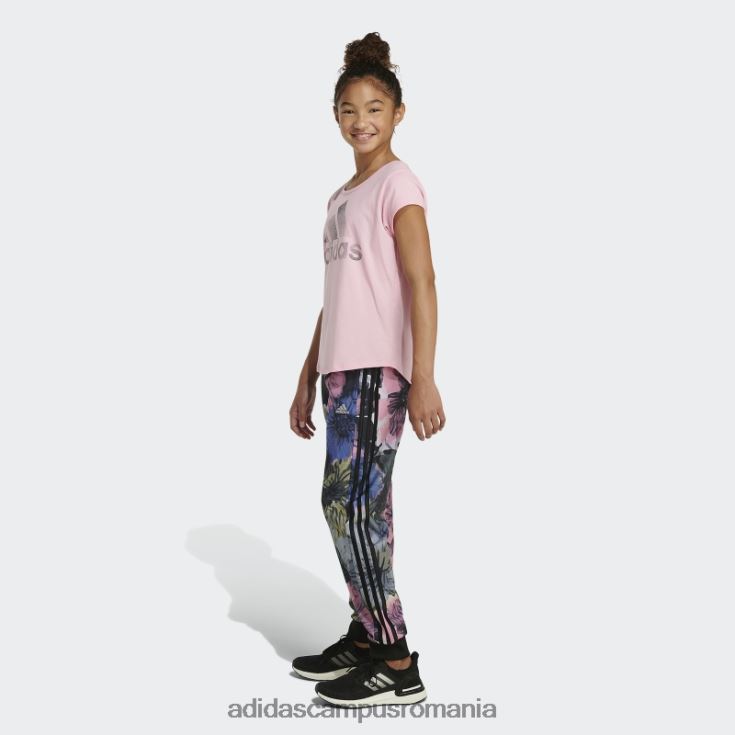 adidas campus romania Pantaloni de jogging din tricot cu 3 dungi cu imprimeu peste tot, negri copii negru J266N225555