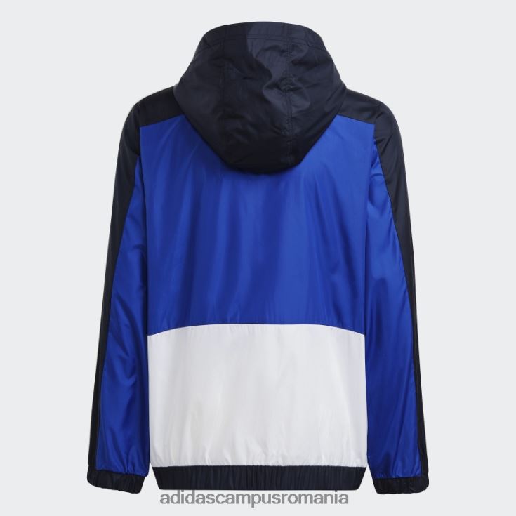 adidas campus romania Bloc de culoare cerneală, cu 3 dungi, îmbrăcăminte de vânt obișnuită adidas copii cerneală/albastru/alb J266N211781