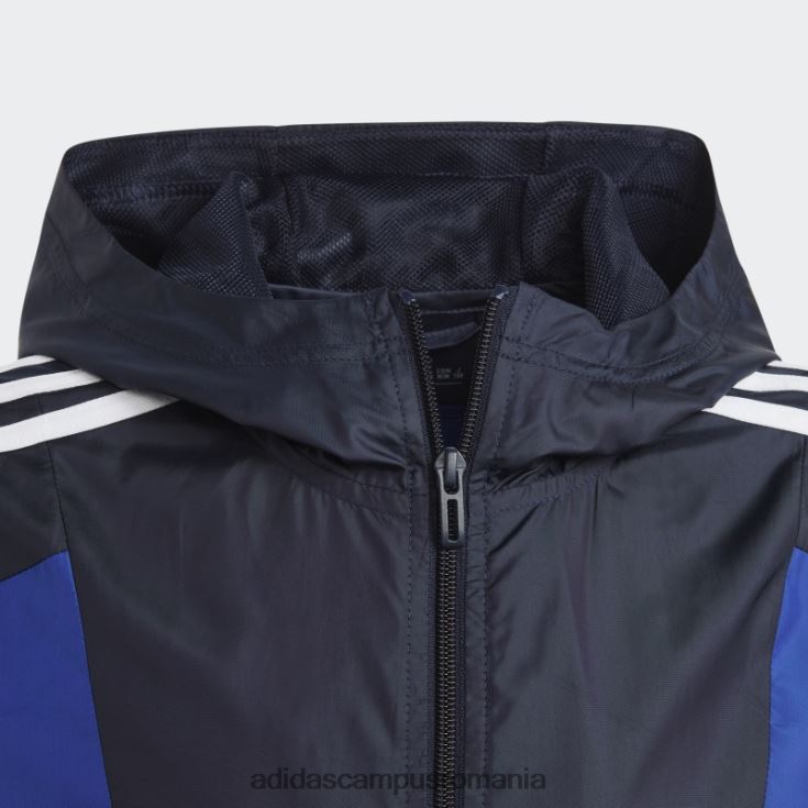 adidas campus romania Bloc de culoare cerneală, cu 3 dungi, îmbrăcăminte de vânt obișnuită adidas copii cerneală/albastru/alb J266N211781