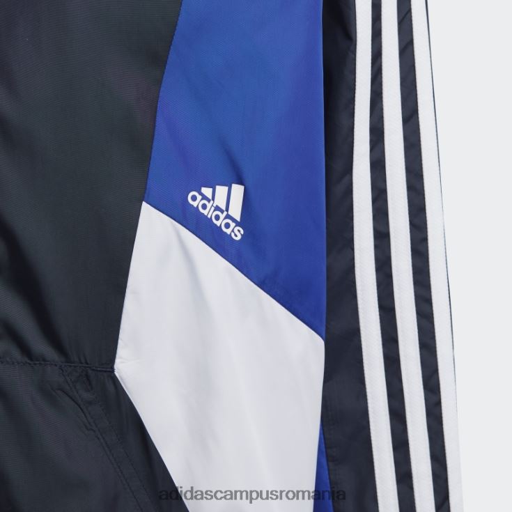 adidas campus romania Bloc de culoare cerneală, cu 3 dungi, îmbrăcăminte de vânt obișnuită adidas copii cerneală/albastru/alb J266N211781
