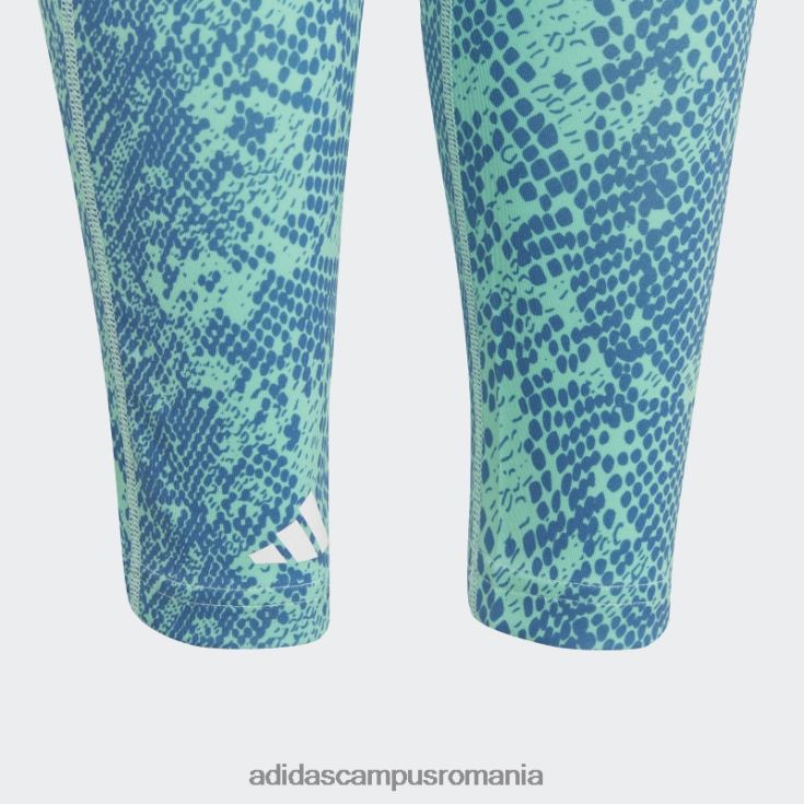 adidas campus romania Colanți verzi cu imprimeu animal optime 7/8 cu talie mare copii verde/albastru/alb J266N212083