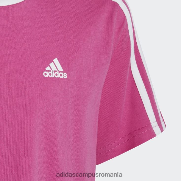 adidas campus romania Tricou boyfriend din bumbac cu 3 dungi fuchsia essentials copii fucsia/alb J266N23461
