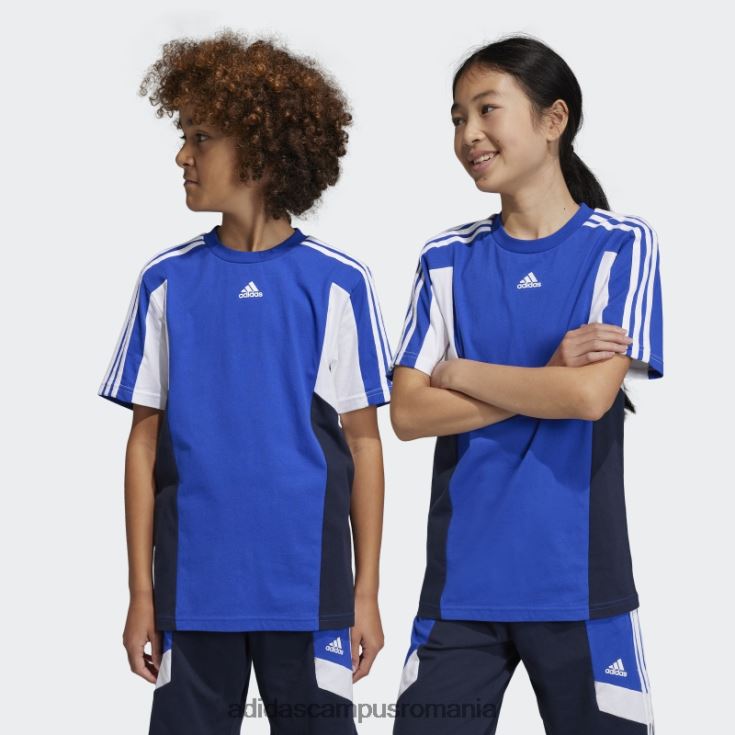 adidas campus romania Tricou cu 3 dungi colorblock albastru cu ajustare normală copii albastru/cerneală/alb J266N211873
