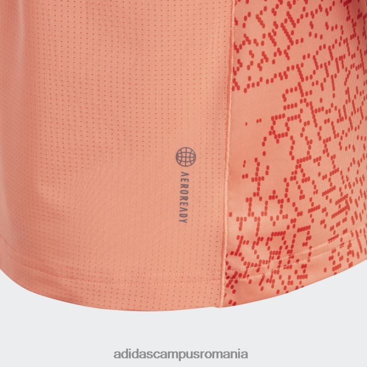 adidas campus romania Tricou cu imprimeu aeroready cu 3 dungi coral copii coral/rosu/argintiu J266N212061