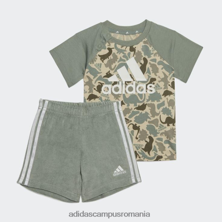 adidas campus romania Tricou cu imprimeu și set scurt din dino camo verde argintiu copii verde argintiu/nisip/alb J266N211681