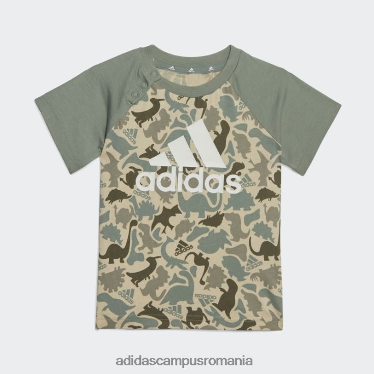 adidas campus romania Tricou cu imprimeu și set scurt din dino camo verde argintiu copii verde argintiu/nisip/alb J266N211681