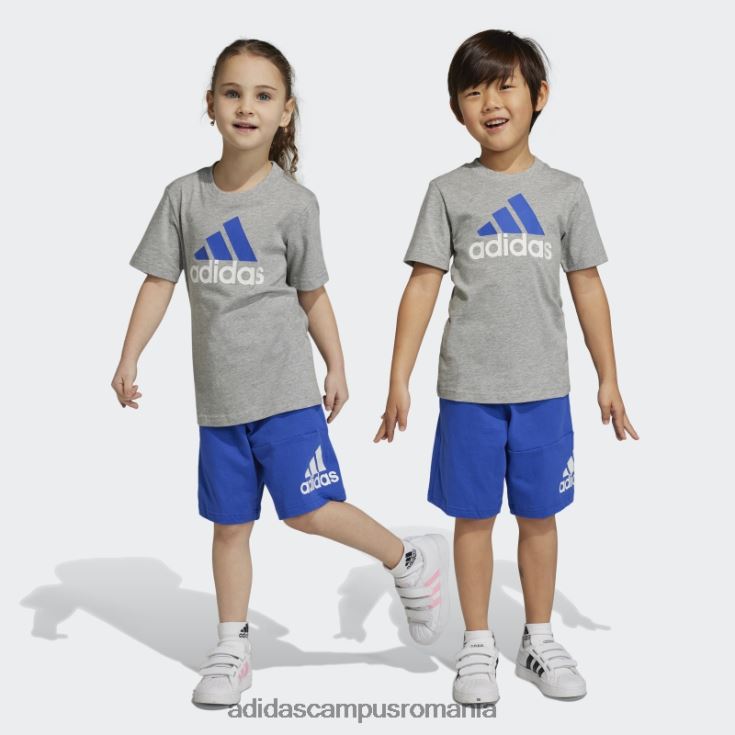 adidas campus romania Tricou cu logo essentials gri mediu și set scurt adidas copii gri/albastru mediu J266N23387