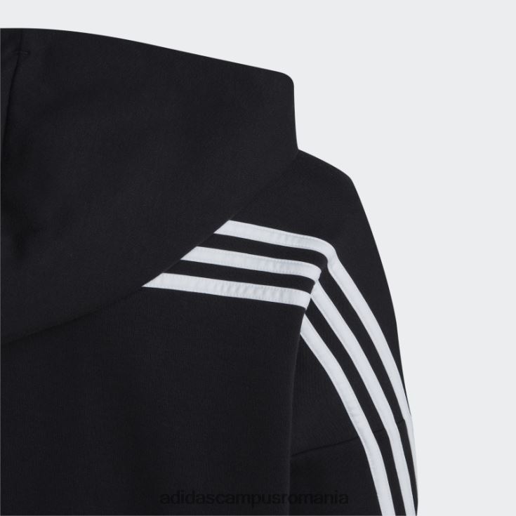 adidas campus romania bluză de sport cu glugă, cu fermoar complet, cu iconițe negre pentru viitor copii alb negru J266N23346