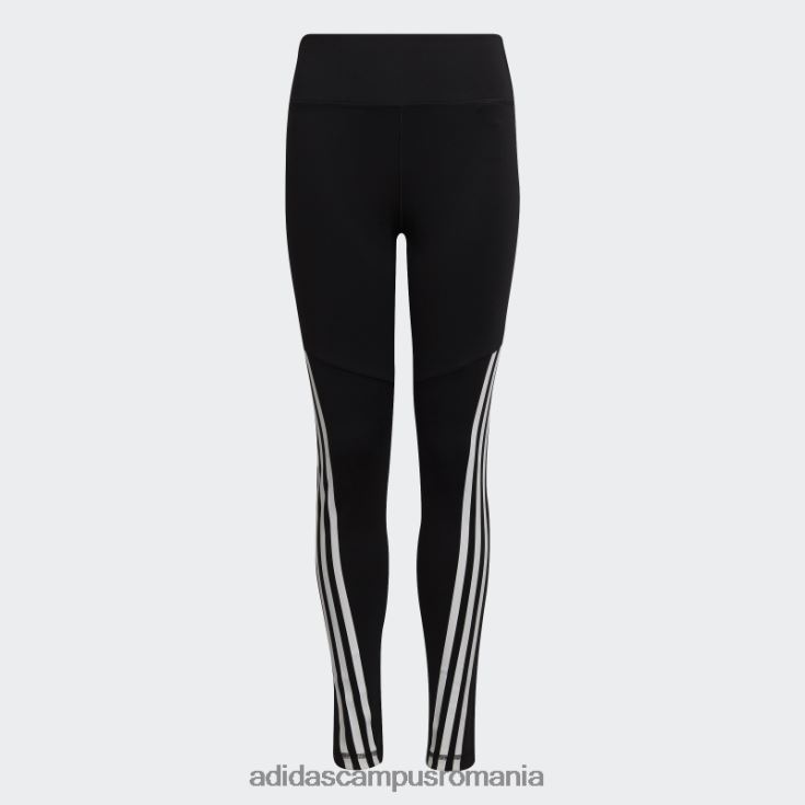 adidas campus romania colanti optime aeroready training cu 3 dungi negri copii alb negru J266N23481